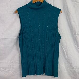 Requirements Emerald Green Sequin/Beaded Sleeveless Sweater Vest in Size 1X